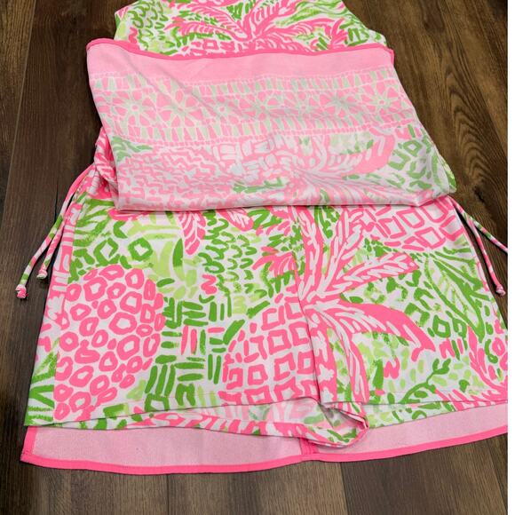 Lilly Pulitzer Donna Romper Dress Pink Sunset Home Slice Size 10 - Picture 5 of 11